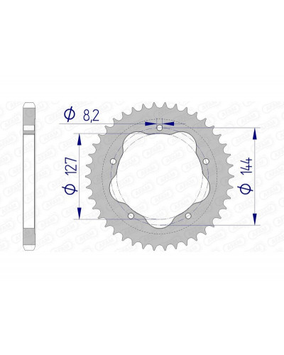 Couronne Moto AFAM Couronne AFAM 41 dents alu pas 525 type 51608 Ducati