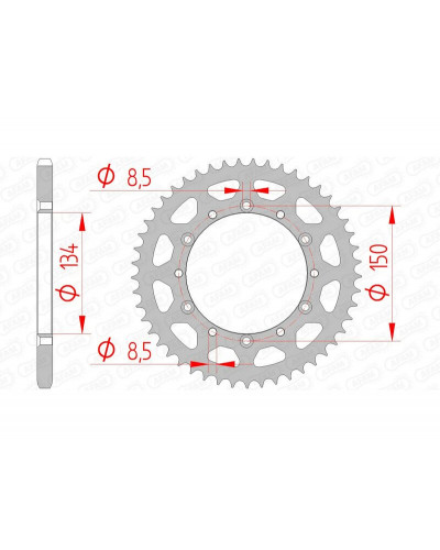 Couronne Moto AFAM Couronne AFAM 42 dents acier pas 520 type 16204 Kawasaki