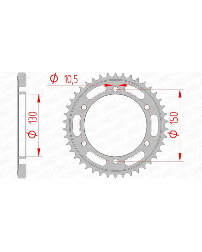 Couronne Moto AFAM Couronne AFAM 42 dents acier pas 525 type 12606 Yamaha