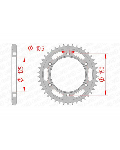 Couronne Moto AFAM Couronne AFAM 42 dents acier pas 525 type 71800 KTM