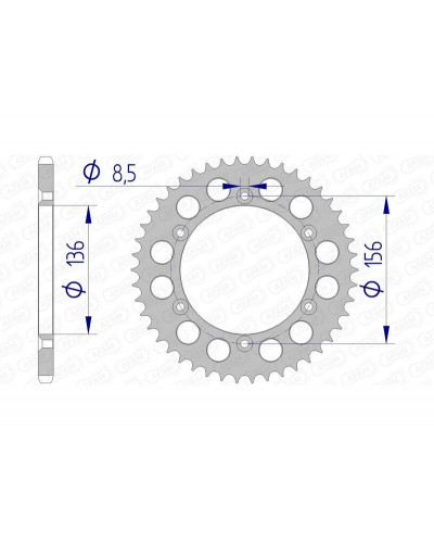 Couronne Moto AFAM Couronne AFAM 42 dents alu pas 520 type 15206N