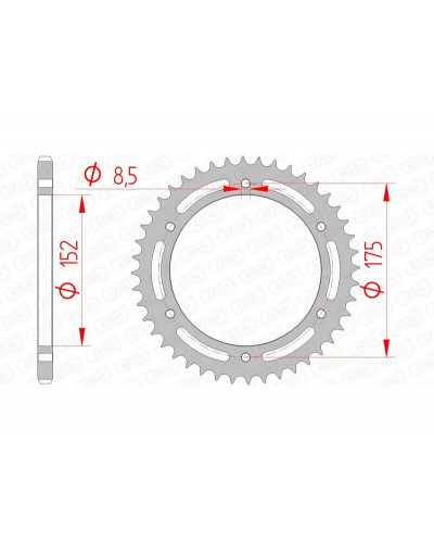 Couronne Moto AFAM Couronne AFAM 43 dents acier pas 520 type 12301 Yamaha