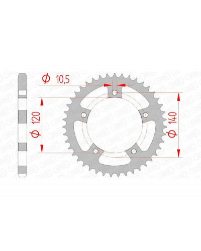 Couronne Moto AFAM Couronne AFAM 43 dents acier pas 525 type 86500 Triumph