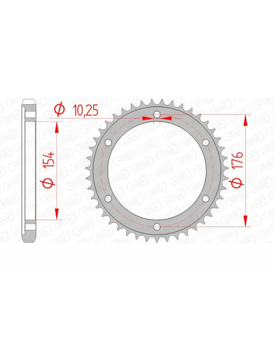 Couronne Moto AFAM Couronne AFAM 43 dents acier pas 530 type 10619 Honda VFR800