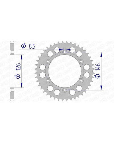 Couronne Moto AFAM Couronne AFAM 43 dents alu pas 520 type 15203N Suzuki RM125