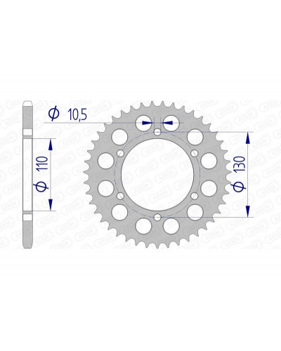 Couronne Moto AFAM Couronne AFAM 43 dents alu pas 520 type 17500