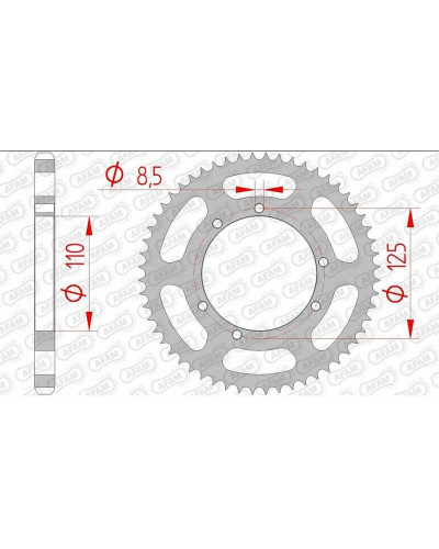 Couronne Moto AFAM Couronne AFAM 44 dents acier pas 428 type 59104 Sherco 50 Enduro