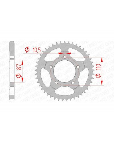 Couronne Moto AFAM Couronne AFAM 44 dents acier pas 525 type 14404 Suzuki