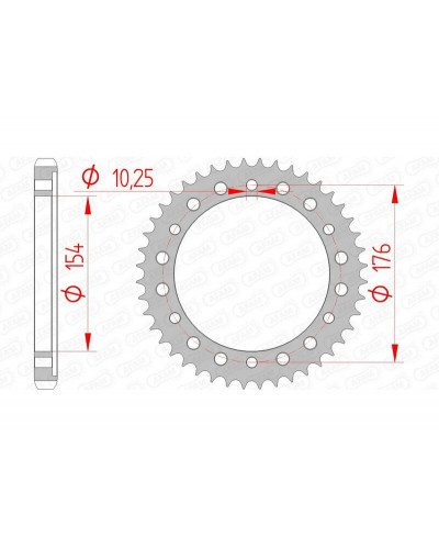 Couronne Moto AFAM Couronne AFAM 44 dents acier pas 530 type 10801 Honda CB1000R