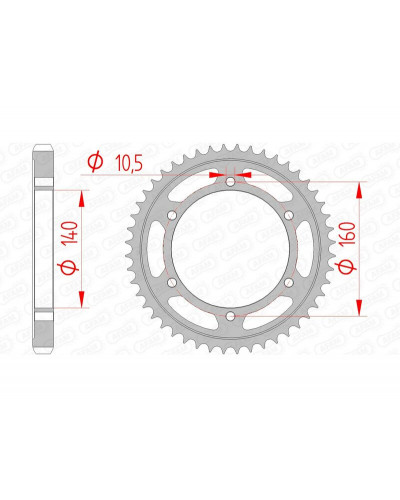 Couronne Moto AFAM Couronne AFAM 44 dents acier pas 530 type 16701 Kawasaki