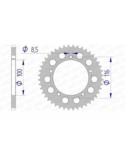 Couronne Moto AFAM Couronne AFAM 44 dents alu pas 420 type 17100N