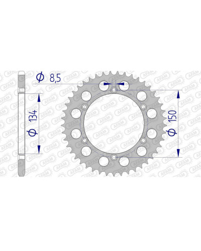 Couronne Moto AFAM Couronne AFAM 44 dents alu pas 520 type 17206N Kawasaki