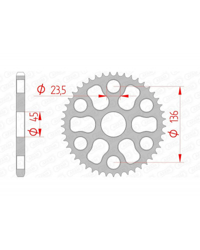 Couronne Moto AFAM Couronne AFAM 45 dents acier pas 428 type 12325 Yamaha XG250 Tricker