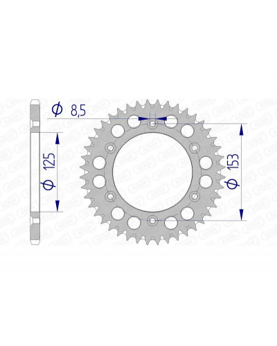 Couronne Moto AFAM Couronne AFAM 45 dents alu pas 520 type 11212