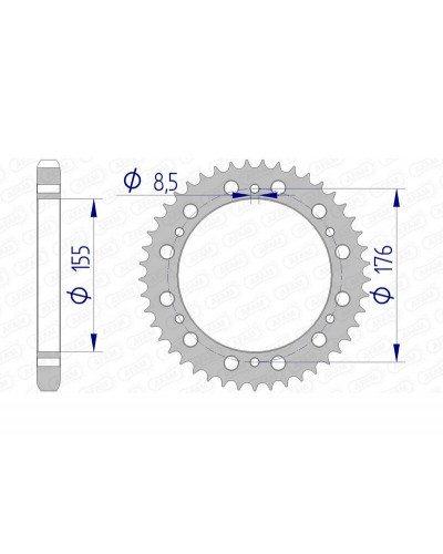 Couronne Moto AFAM Couronne AFAM 45 dents alu pas 530 type 87601 Triumph