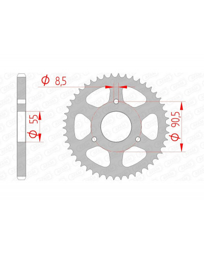 Couronne Moto AFAM Couronne AFAM 46 dents acier pas 428 type 80200 Rieju RS2 125 PRO