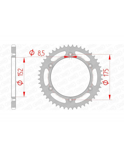 Couronne Moto AFAM Couronne AFAM 46 dents acier pas 520 type 12508 Yamaha