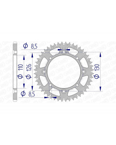 Couronne Moto AFAM Couronne AFAM 46 dents alu pas 420 type 17107