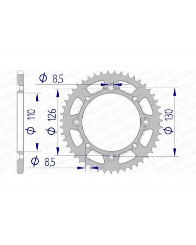 Couronne Moto AFAM Couronne AFAM 46 dents alu pas 420 type 17107N