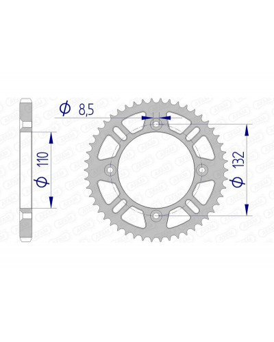 Couronne Moto AFAM Couronne AFAM 46 dents alu pas 428 type 72102N