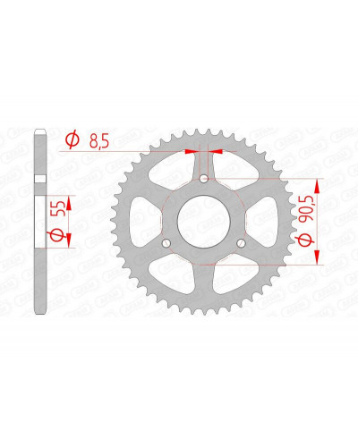 Couronne Moto AFAM Couronne AFAM 47 dents acier pas 420 type 80104 Rieju