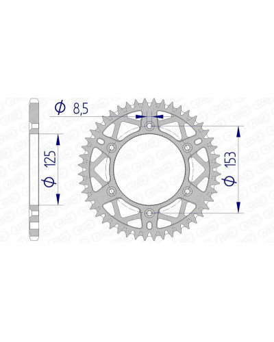 Couronne Moto AFAM Couronne AFAM 47 dents alu pas 520 type 11212