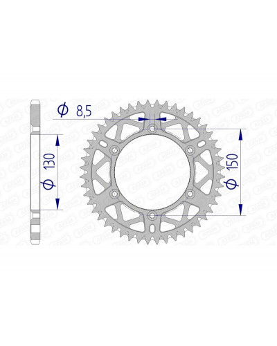 Couronne Moto AFAM Couronne AFAM 47 dents alu pas 520 type 13323 Yamaha