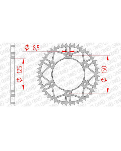 Couronne Moto AFAM Couronne AFAM 48 dents acier ultra-light pas 520 type 71304SLK