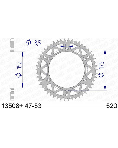 Couronne Moto AFAM Couronne AFAM 48 dents alu pas 520 type 13508 Yamaha