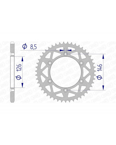 Couronne Moto AFAM Couronne AFAM 48 dents alu pas 520 type 15203N Suzuki