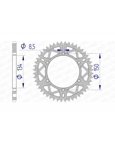 Couronne Moto AFAM Couronne AFAM 48 dents alu pas 520 type 17206