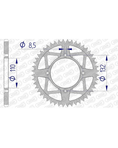 Couronne Moto AFAM Couronne AFAM 48 dents alu pas 520 type 72306 KTM Freeride 350/250R