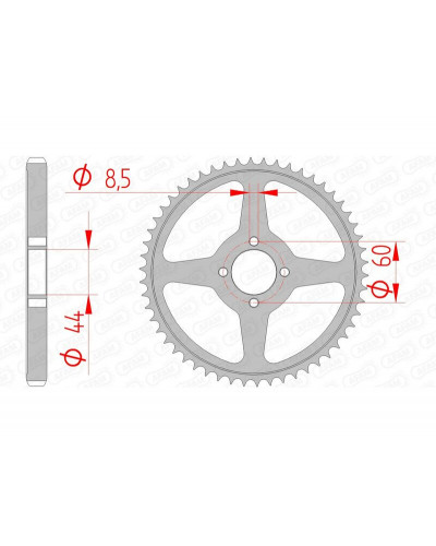 Couronne Moto AFAM Couronne AFAM 49 dents acier pas 428 type 12222 Yamaha TT-R125