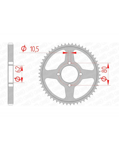 Couronne Moto AFAM Couronne AFAM 49 dents acier pas 428 type 12224 Yamaha TT-R125