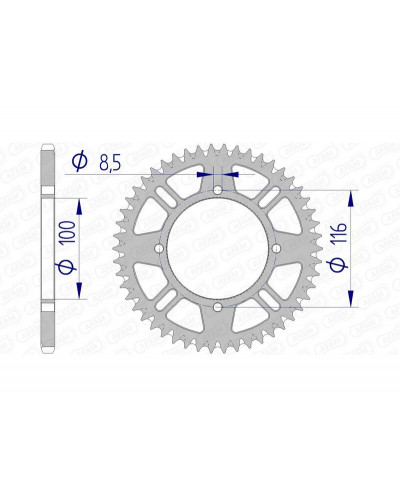 Couronne Moto AFAM Couronne AFAM 49 dents alu pas 420 type 17104 Kawasaki