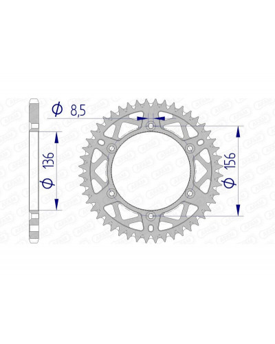 Couronne Moto AFAM Couronne AFAM 49 dents alu pas 520 type 15206