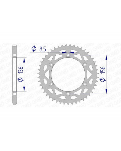 Couronne Moto AFAM Couronne AFAM 49 dents alu pas 520 type 15206N