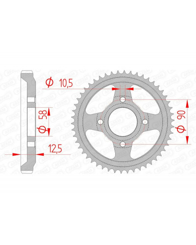 Couronne Moto AFAM Couronne AFAM 50 dents acier pas 428 type 10216 Honda