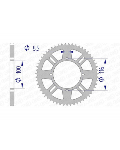 Couronne Moto AFAM Couronne AFAM 50 dents alu pas 420 type 17104N Kawasaki