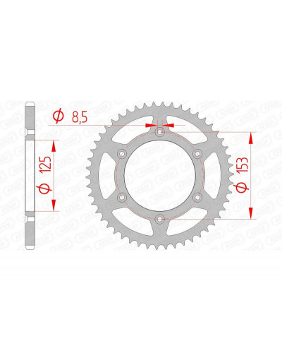 Couronne Moto AFAM Couronne AFAM 51 dents acier ultra-light pas 520 type 10212SLK