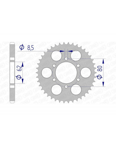 Couronne Moto AFAM Couronne AFAM 51 dents alu pas 428 type 13208 Yamaha TY125