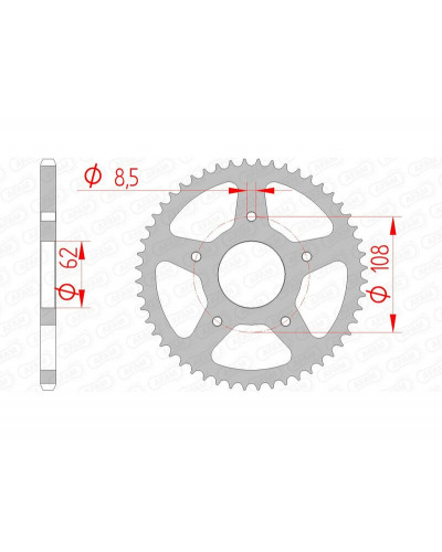 Couronne Moto AFAM Couronne AFAM 52 dents acier pas 420 type 92122