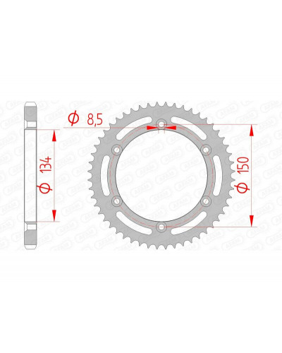 Couronne Moto AFAM Couronne AFAM 52 dents acier pas 428 type 16207 Kawasaki KDX125