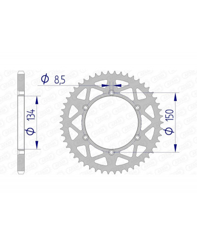 Couronne Moto AFAM Couronne AFAM 52 dents alu pas 520 type 17206N