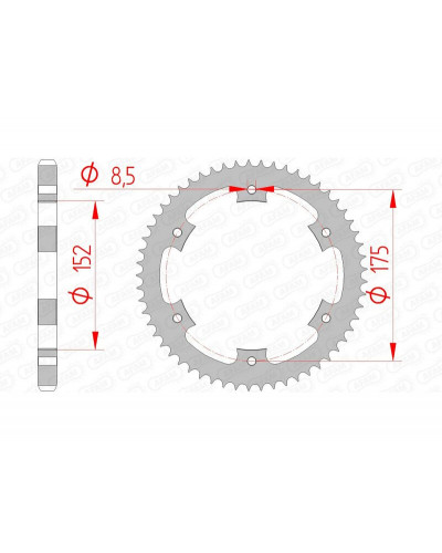 Couronne Moto AFAM Couronne AFAM 53 dents acier pas 428 type 12207 Yamaha