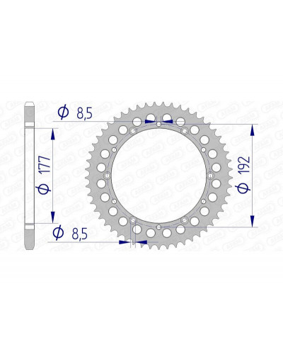 Couronne Moto AFAM Couronne AFAM 53 dents alu pas 520 type 63300 Husqvarna