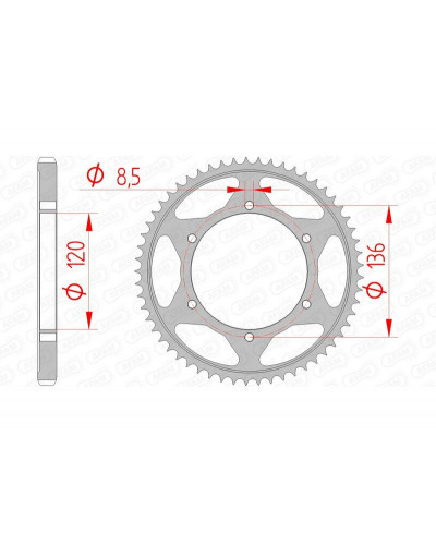 Couronne Moto AFAM Couronne AFAM 55 dents acier pas 428 type 12313 Yamaha