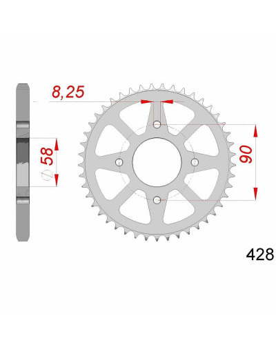 Couronne Moto AFAM Couronne AFAM acier standard 14212 - 428