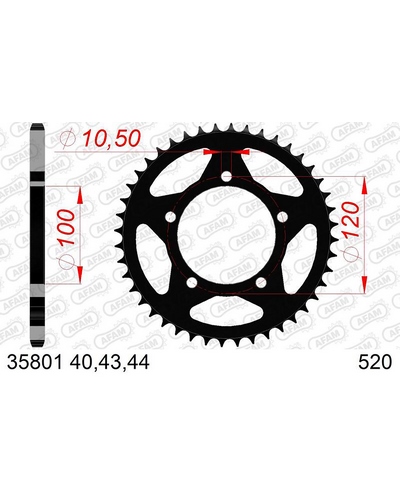 Couronne Moto AFAM Couronne AFAM acier standard 35801 - 520