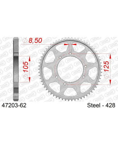 Couronne Moto AFAM Couronne AFAM acier standard 47203 - 428